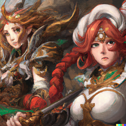 DALL·E 2022-08-04 16.03.00 - a Rembrandt painting of Xenoblade Chronicles 2 Pyra and Mythra.png
