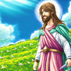 DALL·E 2022-08-05 20.02.51 - close up of handsome anime Jesus Christ on a bright green grassy ...png