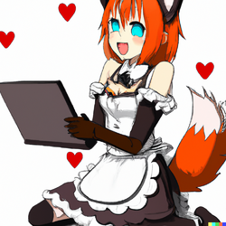 DALL·E 2022-08-05 18.23.31 - An anime style, very happy, visibly excited fox girl in a french ...png