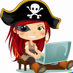 DALL·E 2022-08-05 15.14.12 - a cute pirate girl using a computer.png