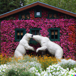 DALL·E 2022-08-05 14.22.55 - A polar bear kissing a grizzly bear in surrounded by bearflowers ...png