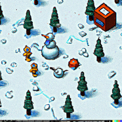 DALL·E 2022-08-06 13.45.19 - _Calvin & Hobbes_ isometric adventure game _mutant snowmen_ scree...png