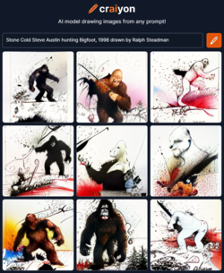 craiyon_092758_Stone_Cold_Steve_Austin_hunting_Bigfoot__1998_drawn_by_Ralph_Steadman.png