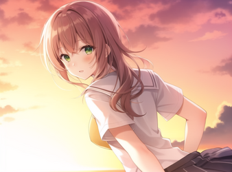 00154-2067948235-1girl, cloud, cloudy_sky, dusk, evening, gradient_sky, green_eyes, horizon, l...png