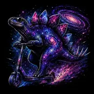 stegosaurus on scooter